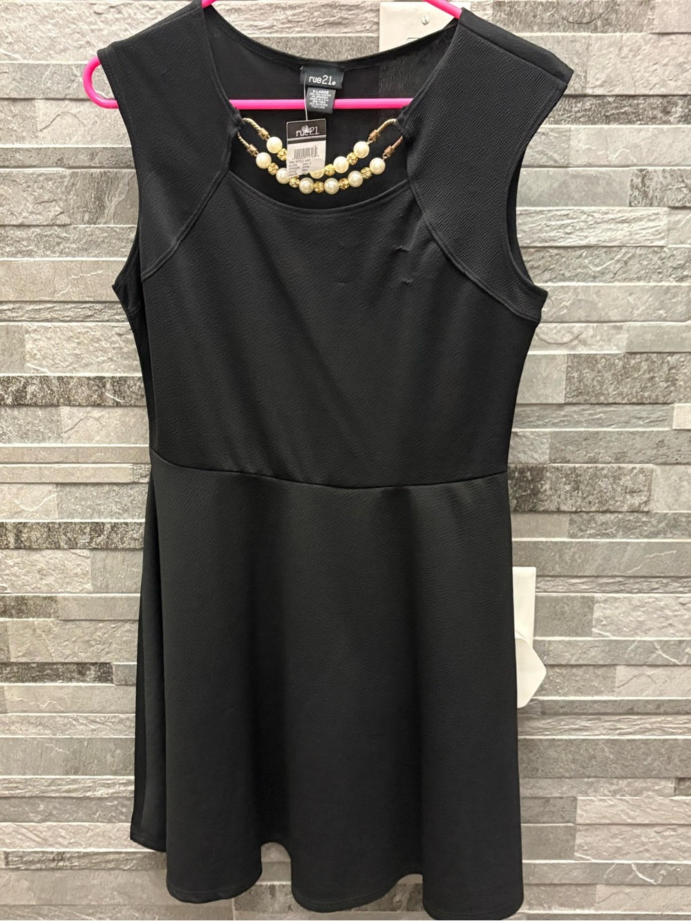Rue21 Black Textured Sleeveless Fit-and-Flare Dress